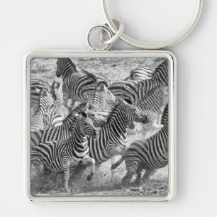 Zebras running key ring