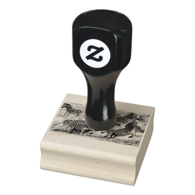 Zebras running rubber stamp (Stamp)