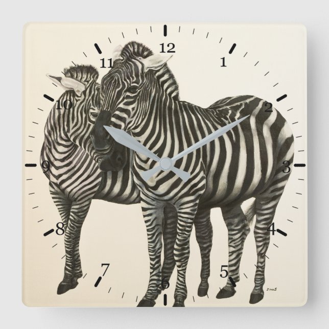 Zebras Square Wall Clock (Front)
