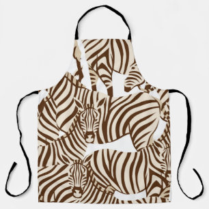 Zebras, wild savanna, seamless pattern apron