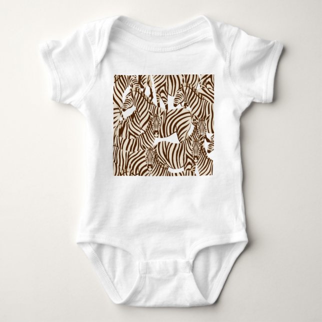 Zebras, wild savanna, seamless pattern baby bodysuit (Front)