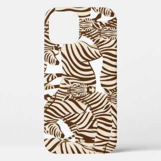 Zebras, wild savanna, seamless pattern iPhone 12 case