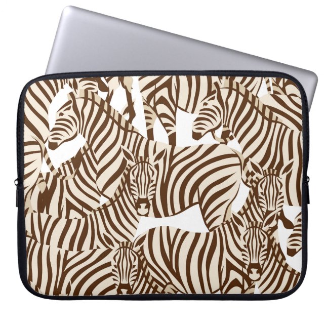 Zebras, wild savanna, seamless pattern laptop sleeve (Front)