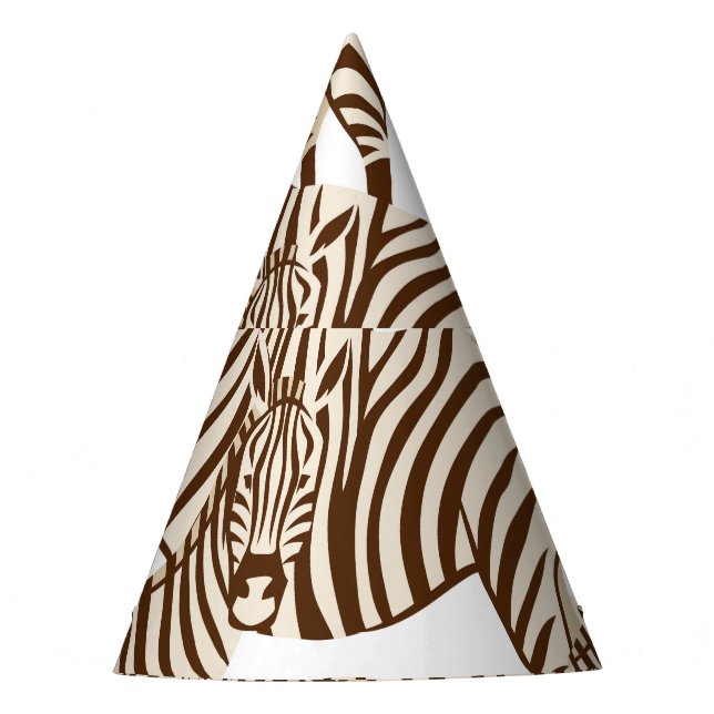 Zebras, wild savanna, seamless pattern party hat (Front)