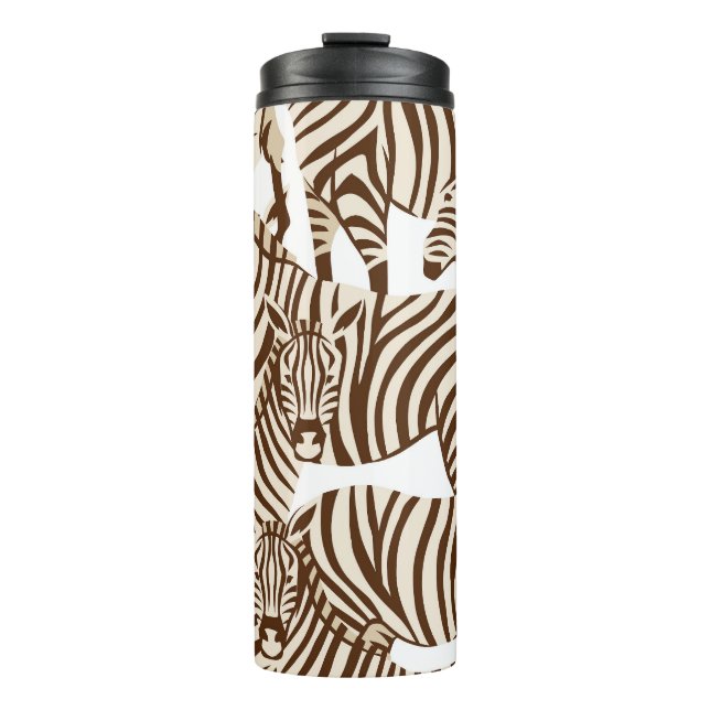 Zebras, wild savanna, seamless pattern thermal tumbler (Front)