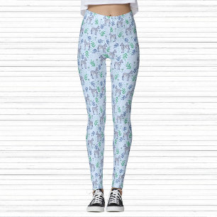 Zebras with Martinis Blue Background Leggings