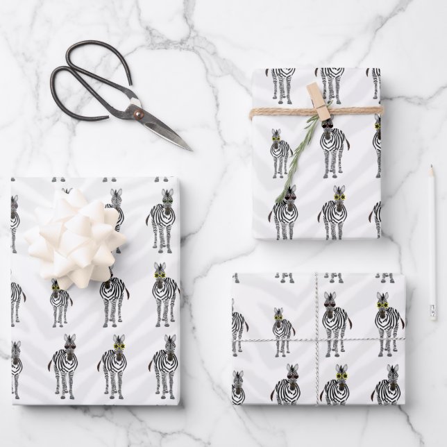 Zebras Wrapping Paper Sheets (Front)