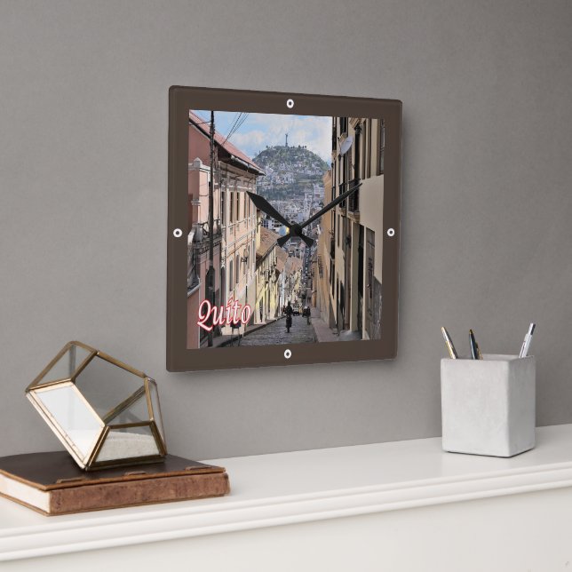 zEC009 QUITO, Old Town, America, Square Wall Clock (Office)