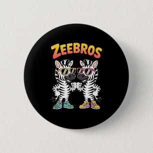 Zeebros Cute Zebra Duo Design For Zebros Lovers  6 Cm Round Badge