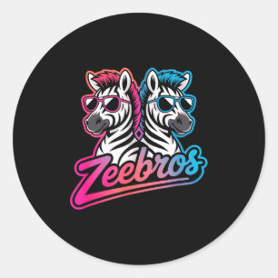 Zeebros Cute Zebra Duo Design For Zebros Lovers Classic Round Sticker