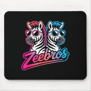 Zeebros Cute Zebra Duo Design For Zebros Lovers  Mouse Pad