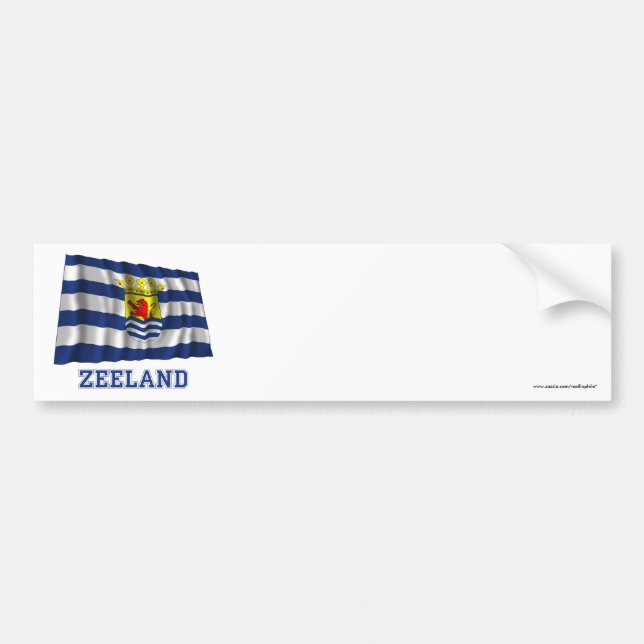 Zeeland Waving Flag with Name Bumper Sticker (Front)