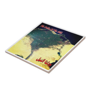 zEG014 EGYPT, Red Sea, Nile, Satellite, Ceramic Tile