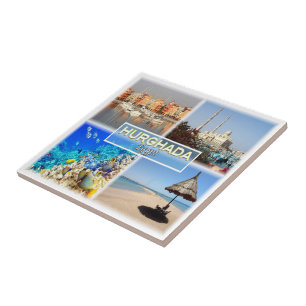 zEG062 mosaic of HURGHADA in Egypt Red Sea, Ceramic Tile