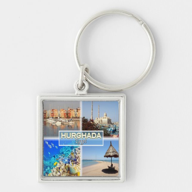 zEG062 mosaic of HURGHADA in Egypt Red Sea, Key Ring (Front)