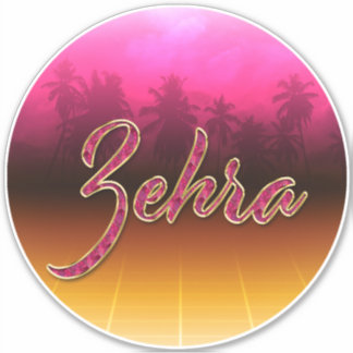 Zehra first name name golden pink sticker