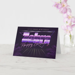 Zehra Name Vorname lila retro Karte Geburtstag Card