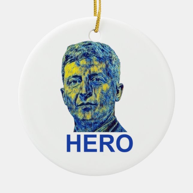Zelensky Hero Ceramic Ornament (Front)