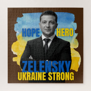 Zelensky Hope Hero Ukraine Strong Jigsaw Puzzle