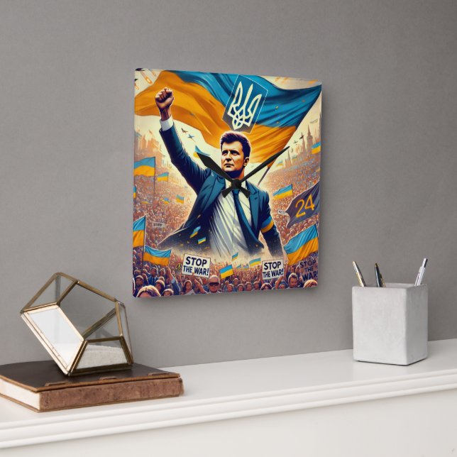 Zelenskyy Support for Ukraine Wall Clock (Office)