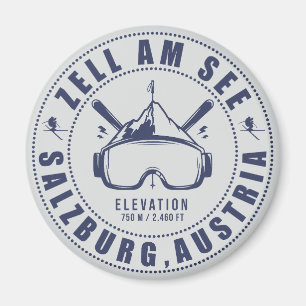 Zell am See Austria Vintage Minimalist Ski Magnet