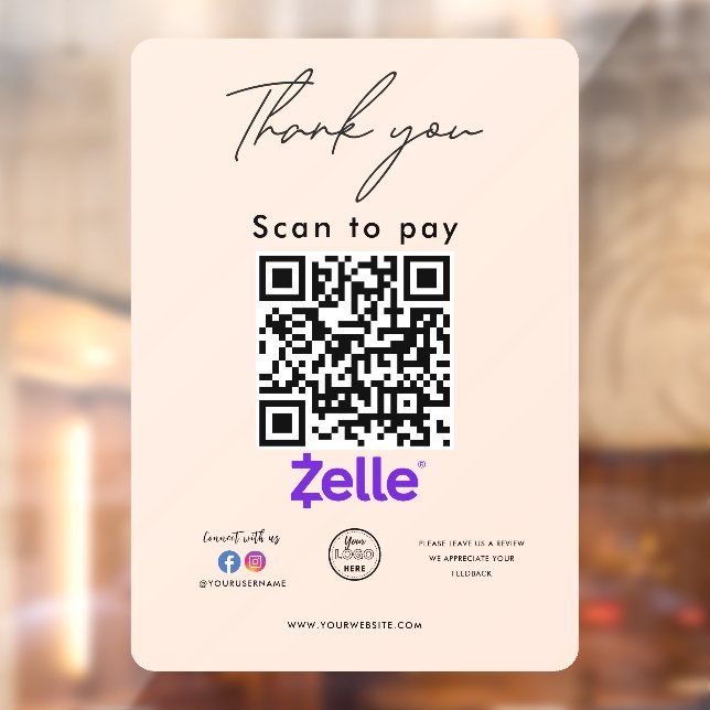 Zelle QR Code Logo Thank you Scan to Pay (Sheet 2)