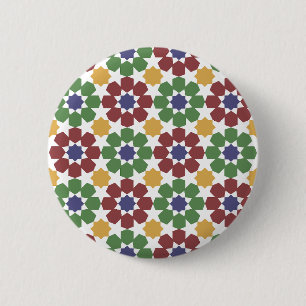 zellige Pattern Moroccan Ceramic Art Traditional 6 Cm Round Badge