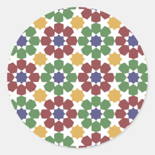 zellige Pattern Moroccan Ceramic Art Traditional  Classic Round Sticker