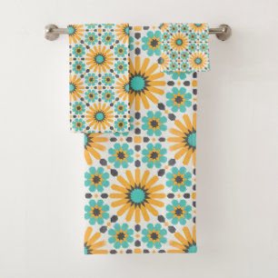 Zellige Radiance: Colourful Andalusian Geometry Bath Towel Set