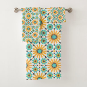 Zellige Radiance: Colourful Andalusian Geometry Bath Towel Set