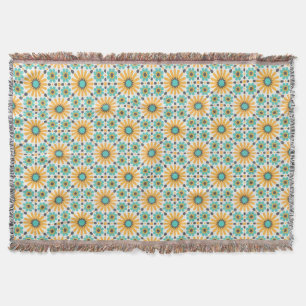 Zellige Radiance: Colourful Andalusian Geometry Throw Blanket