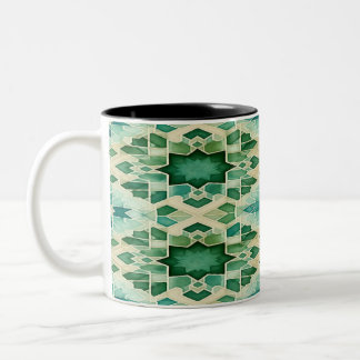 Zellige Watercolor Turquoise Green Two-Tone Coffee Mug