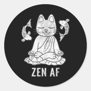 Zen Af Funny Meditating Cat Spiritual Yoga Gift Fo Classic Round Sticker