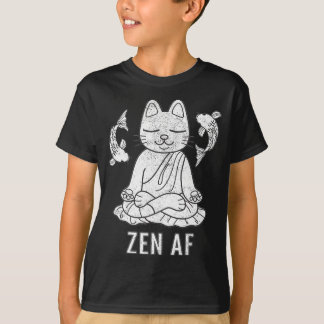 Zen AF Funny Meditating Cat Spiritual Yoga Gift Fo T-Shirt