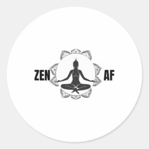 Zen Af Meditation Yoga Lotus Flower Woman Female C Classic Round Sticker