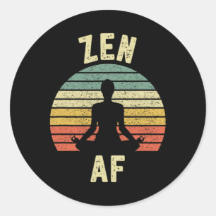 Zen Af Shirt Retro Yoga Cute Funny Gift For Women Classic Round Sticker