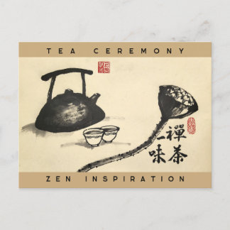 'Zen and Tea have One Taste' Zen Calligraphy Postcard