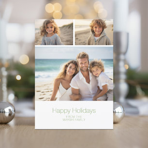 Zen Arch Green White - 3 Photo - Happy Holiday Card