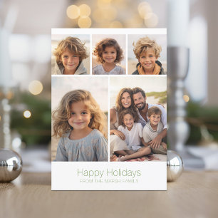 Zen Arch Green White - 5 Photo - Happy Holiday Card