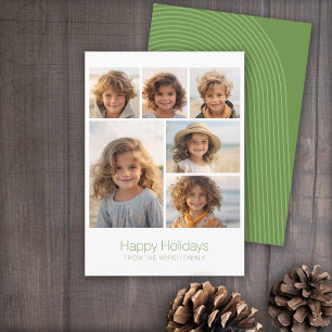 Zen Arch Green White - 6 Photo - Happy Holiday Card