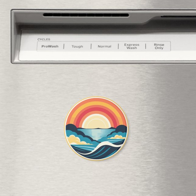 Zen Art Deco Sunset over Water Magnet (In Situ (Dishwasher))