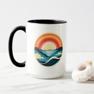 Zen Art Deco Sunset over Water Mug