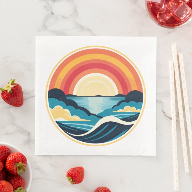 Zen Art Deco Sunset over Water Napkin (Insitu)