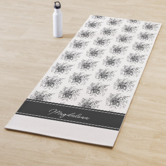 Zen Art Floral Hand-Drawn Black & White – Yoga Mat