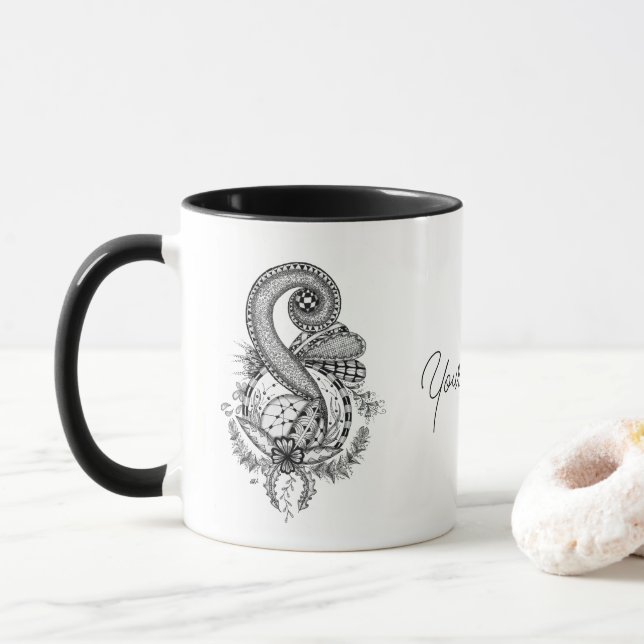 Zen Art: Floral Motif -  Mug (With Donut)