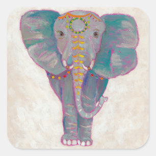 Zen Asian Elephant Square Sticker