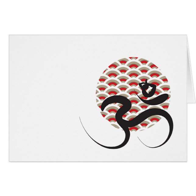 Zen Asian Red Sun Yoga Modern Calligraphy Om Aum (Front Horizontal)