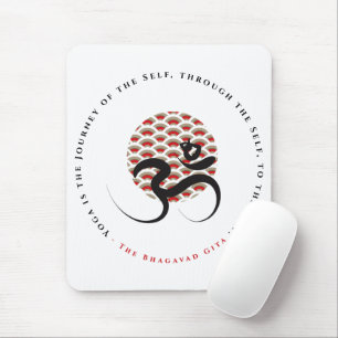Zen Asian Red Sun Yoga Modern Calligraphy Om Aum Mouse Pad