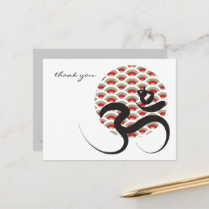 Zen Asian Red Sun Yoga Modern Calligraphy Om Aum Postcard