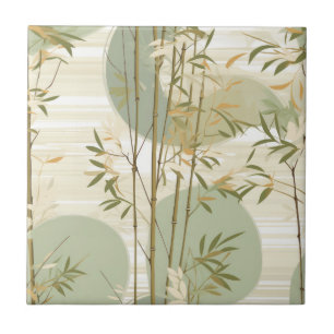 Zen Bamboo Forest Botanical Pattern (3) Ceramic Tile